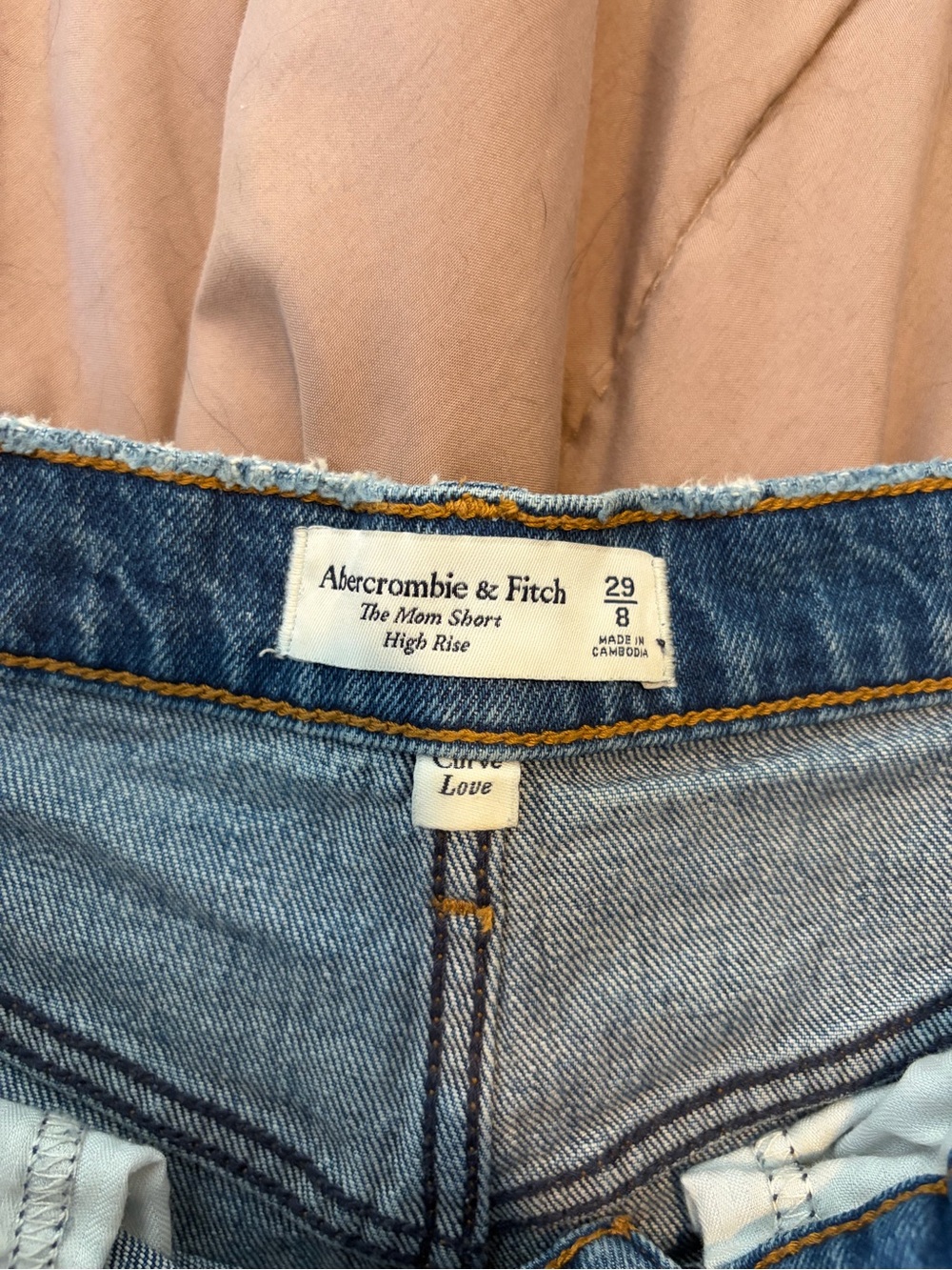 Abercrombie & Fitch High-Rise Mom Shorts — Light Blue Denim